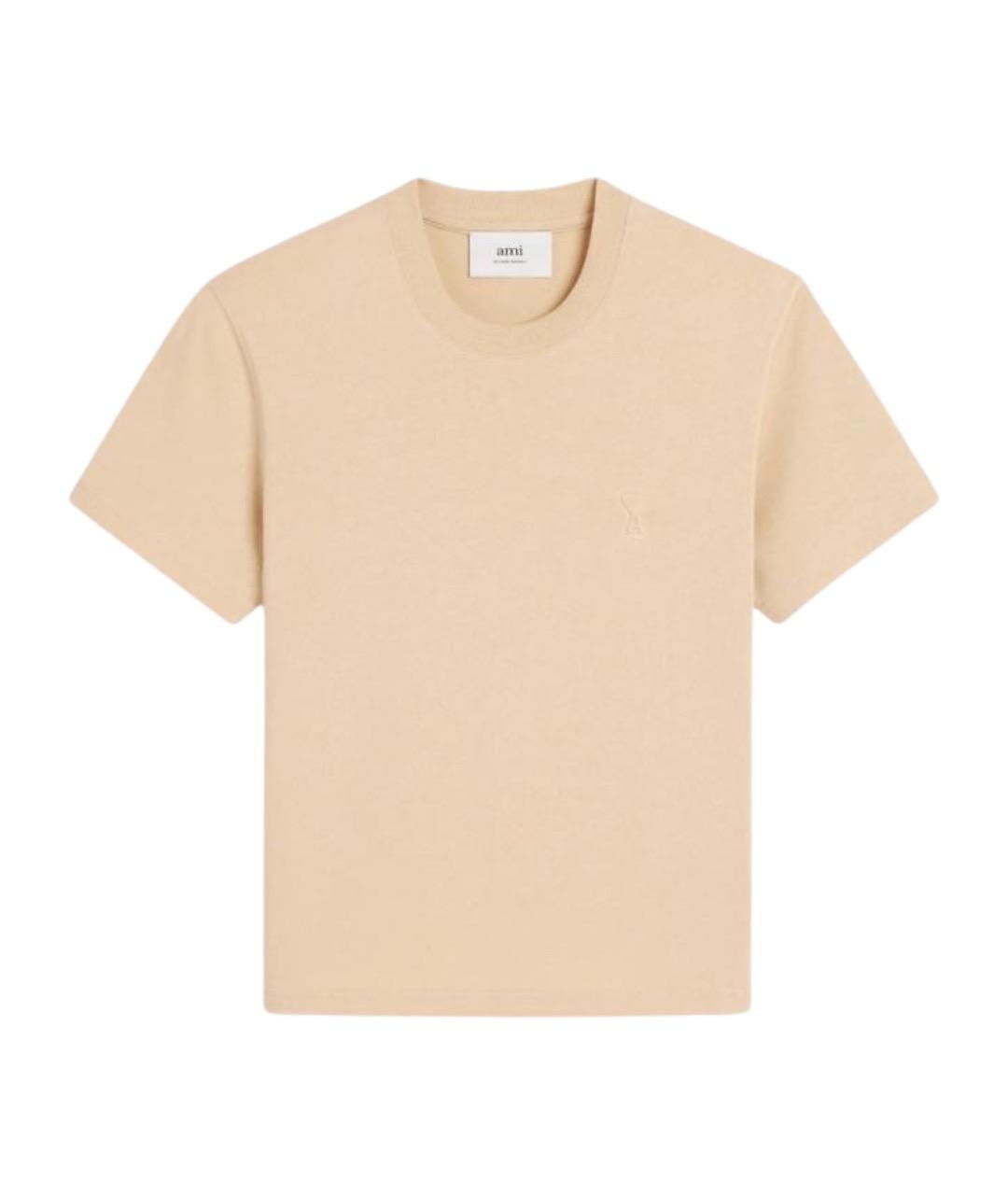 Ami Paris Бежевая хлопковая футболка, фото 1