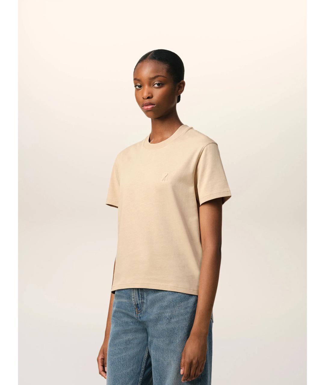 Ami Paris Бежевая хлопковая футболка, фото 5