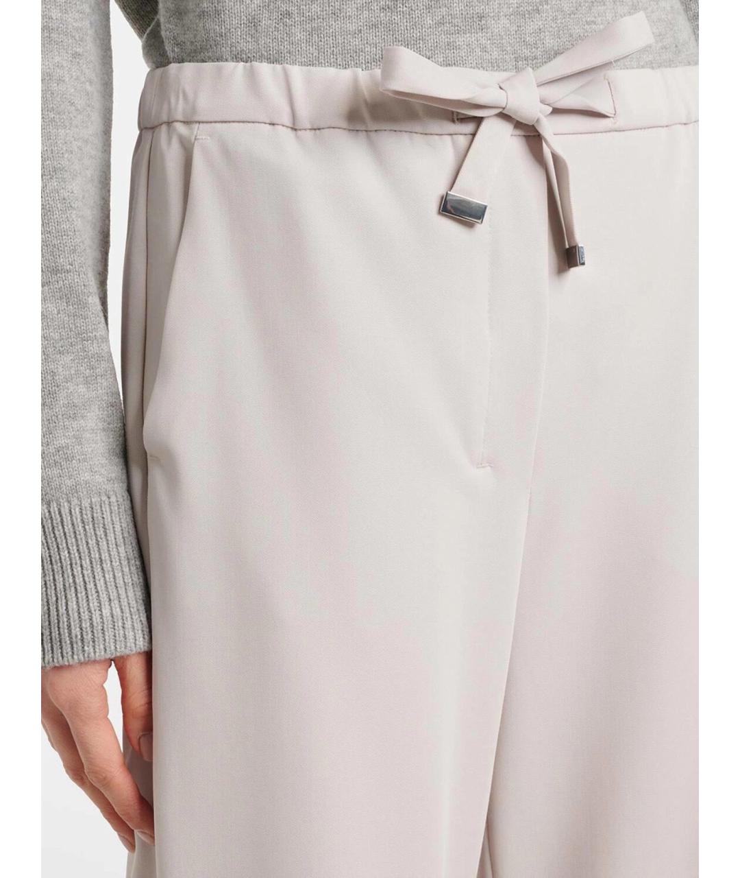 'S MAX MARA Белые шерстяные прямые брюки, фото 3