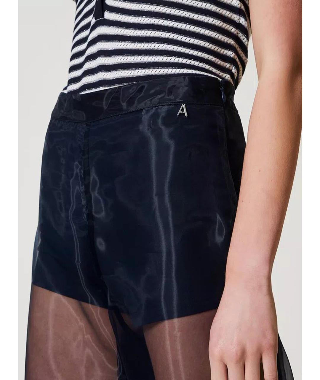 TWIN-SET Синие полиэстеровые брюки широкие, фото 5