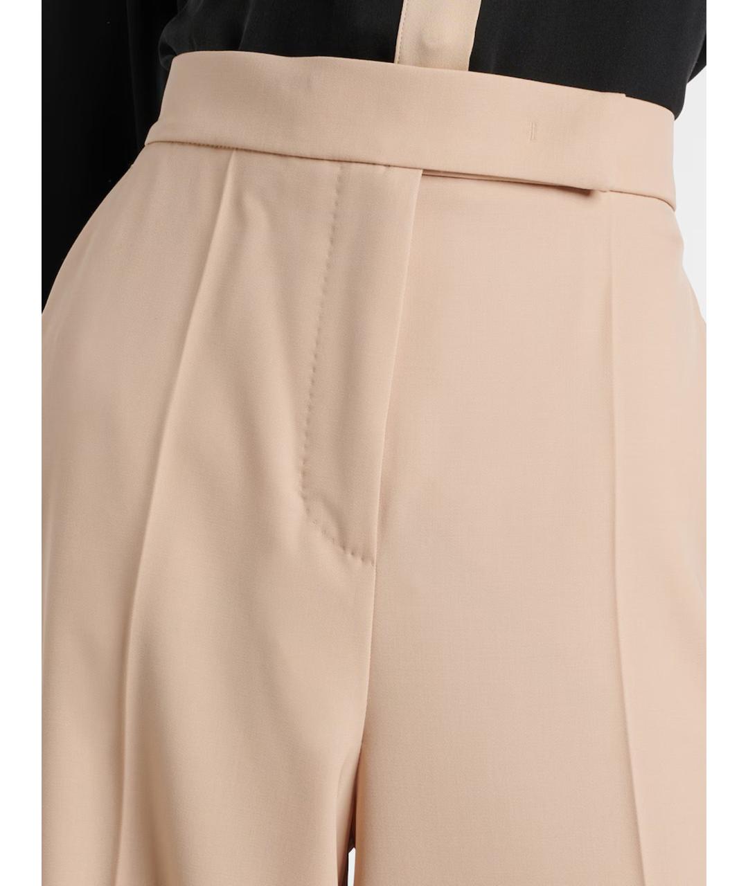 MAX MARA Бежевые шерстяные брюки широкие, фото 3