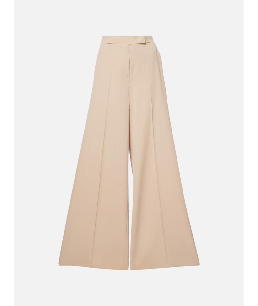 MAX MARA Бежевые шерстяные брюки широкие, фото 5