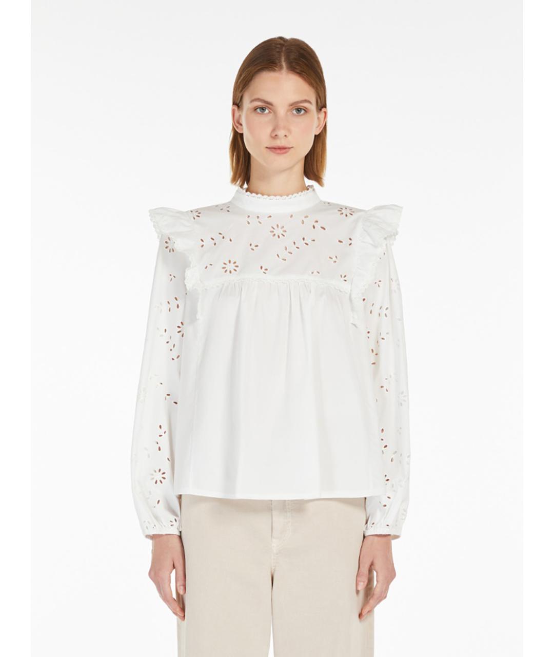 WEEKEND MAX MARA Белая хлопковая блузы, фото 4