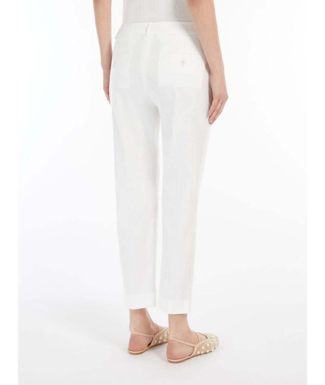 WEEKEND MAX MARA Белые хлопковые прямые брюки, фото 3