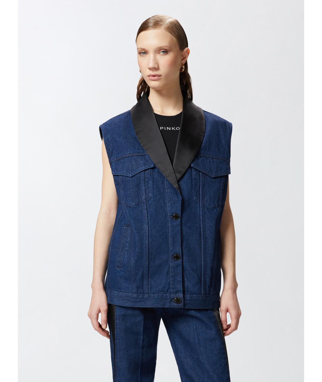 PINKO Синий хлопковый жилет, фото 3