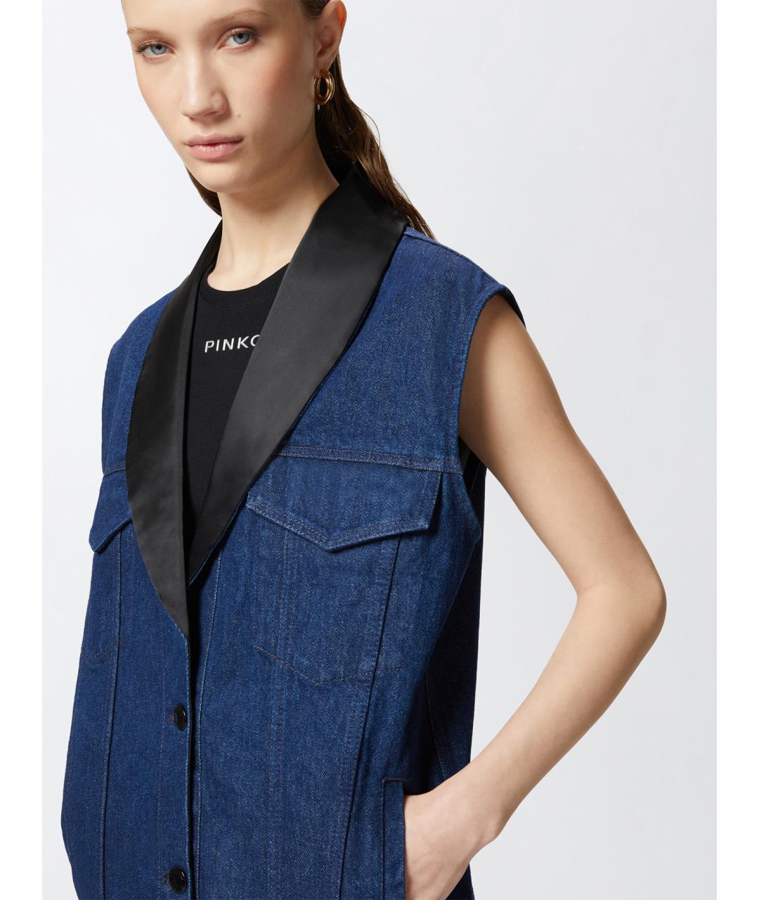 PINKO Синий хлопковый жилет, фото 5