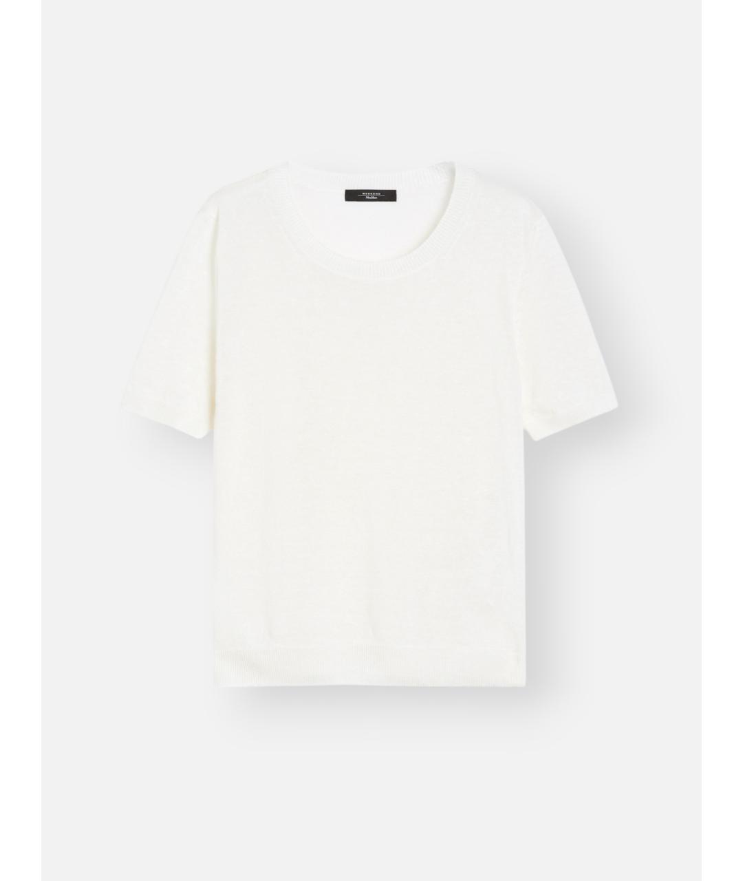 WEEKEND MAX MARA Белая льняная футболка, фото 5