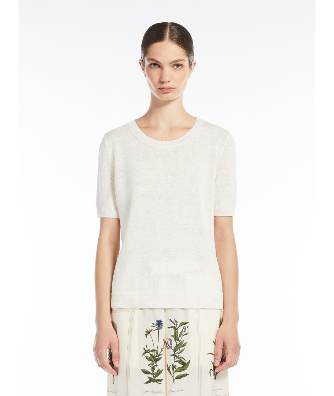 WEEKEND MAX MARA Белая льняная футболка, фото 4