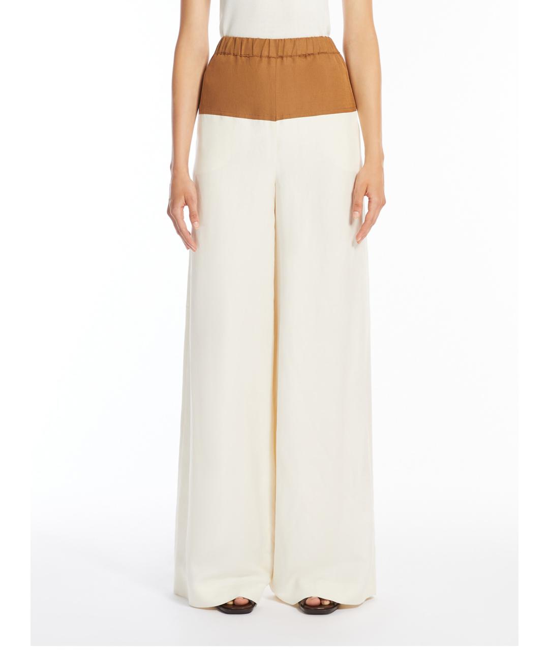 MAX MARA Белые шерстяные брюки широкие, фото 2