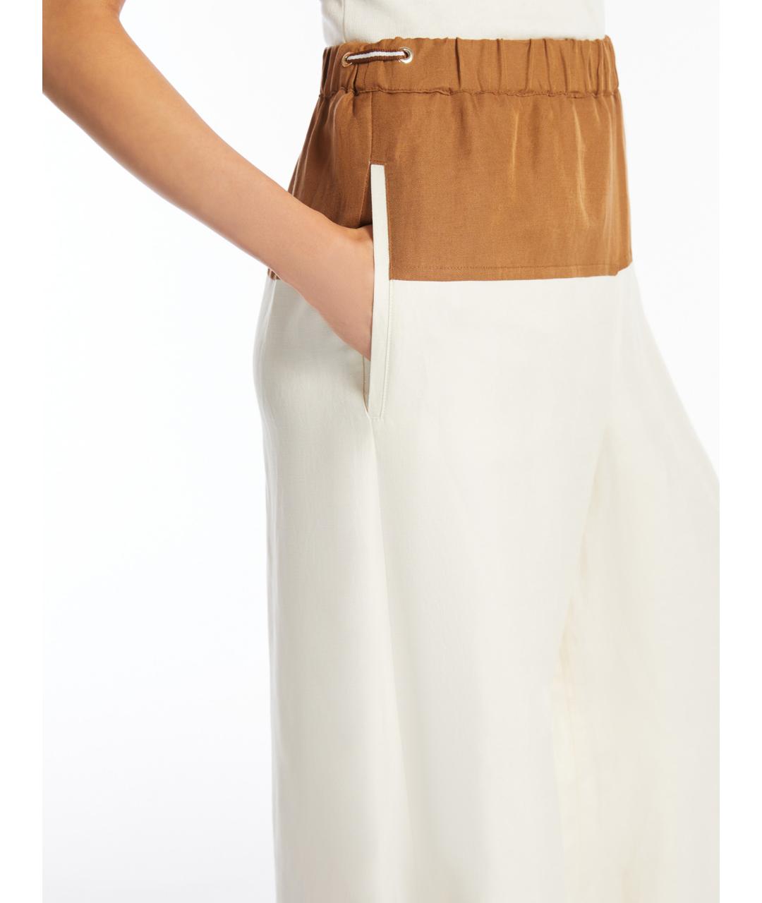 MAX MARA Белые шерстяные брюки широкие, фото 5