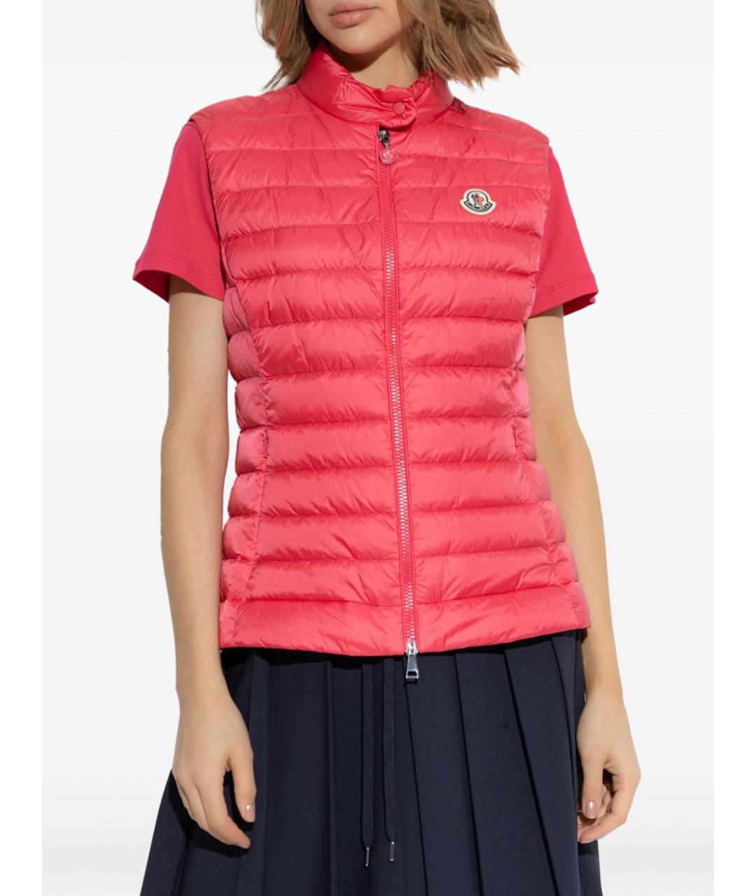 MONCLER Розовый полиамидовый жилет, фото 2