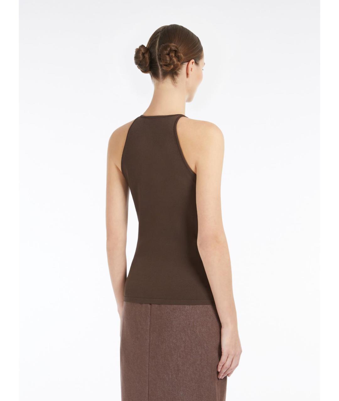 MAX MARA Коричневая вискозная майка, фото 3