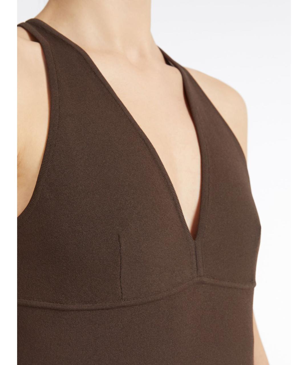 MAX MARA Коричневая вискозная майка, фото 4