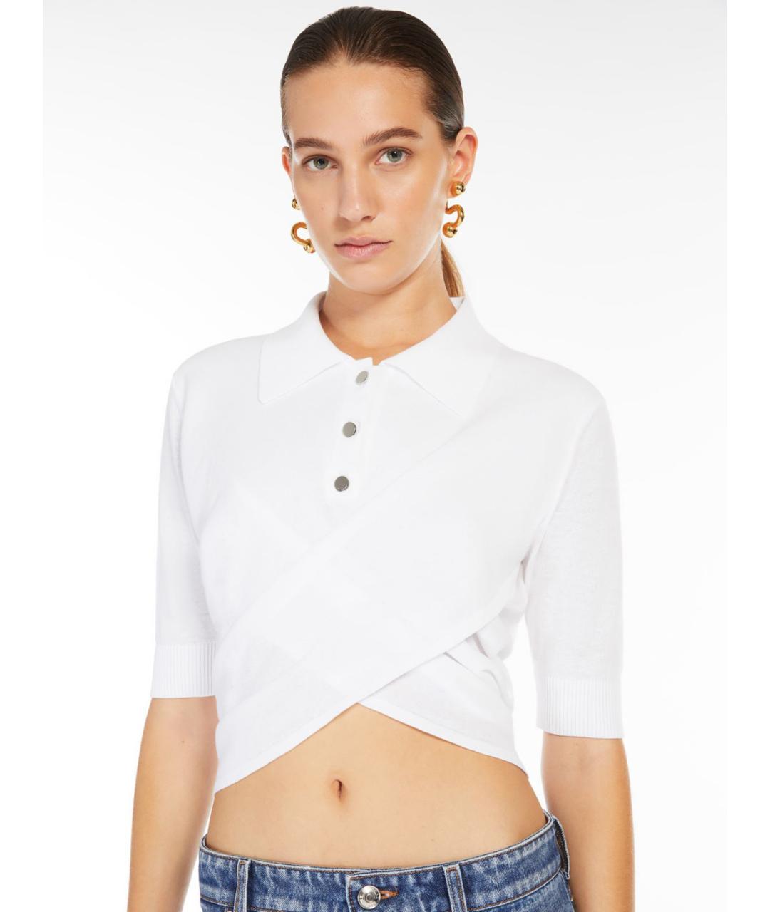 SPORTMAX Белая хлопковая футболка, фото 3