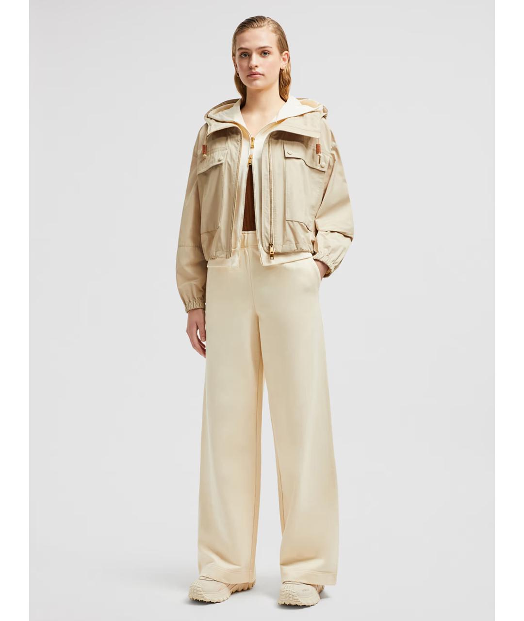 MONCLER Бежевые хлопковые прямые брюки, фото 2