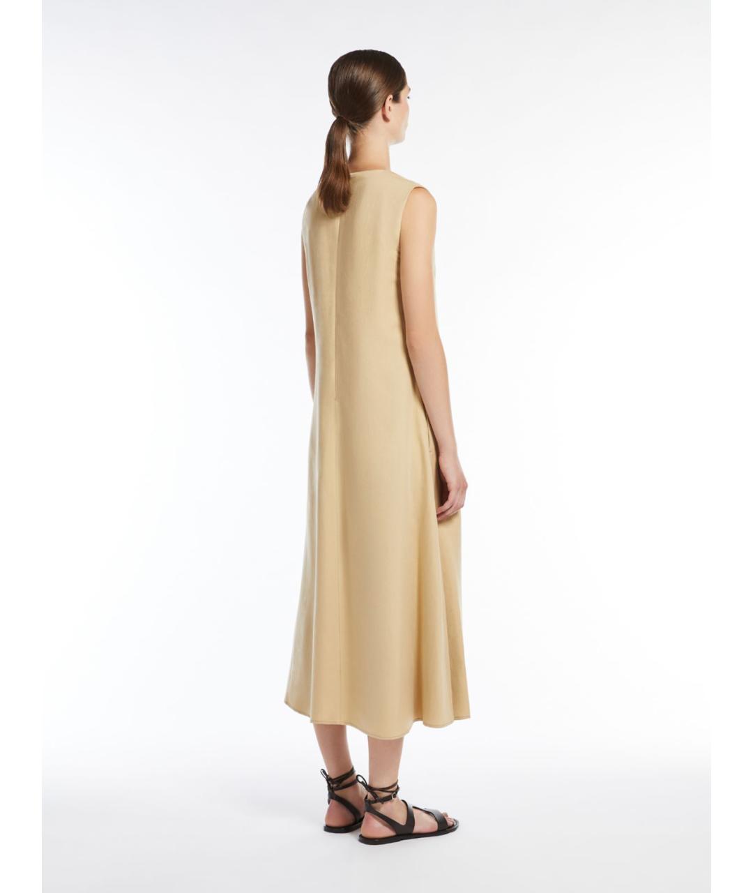 WEEKEND MAX MARA Бежевое вискозное повседневное платье, фото 3