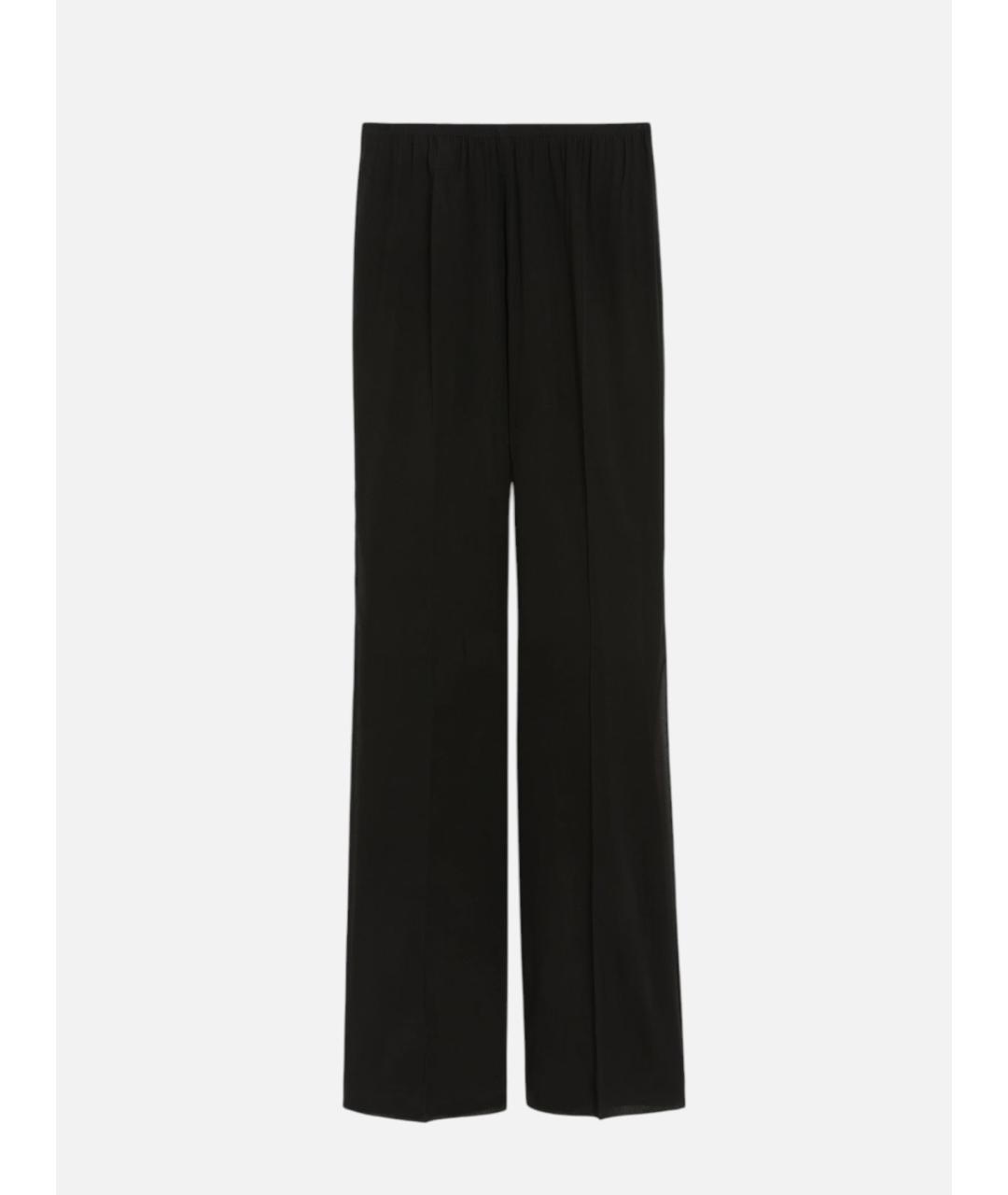 SPORTMAX Черные шелковые прямые брюки, фото 5
