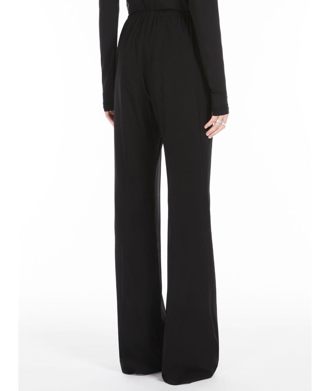 SPORTMAX Черные шелковые прямые брюки, фото 3