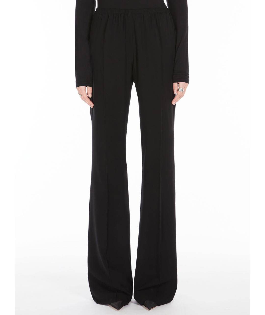 SPORTMAX Черные шелковые прямые брюки, фото 4