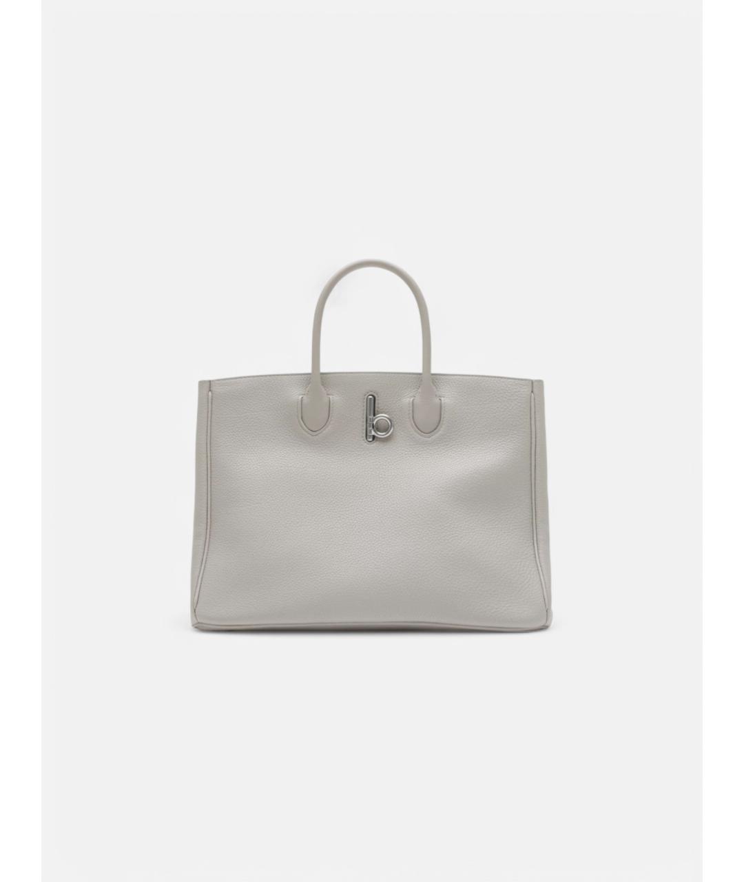 BURBERRY Серая кожаная сумка тоут, фото 6