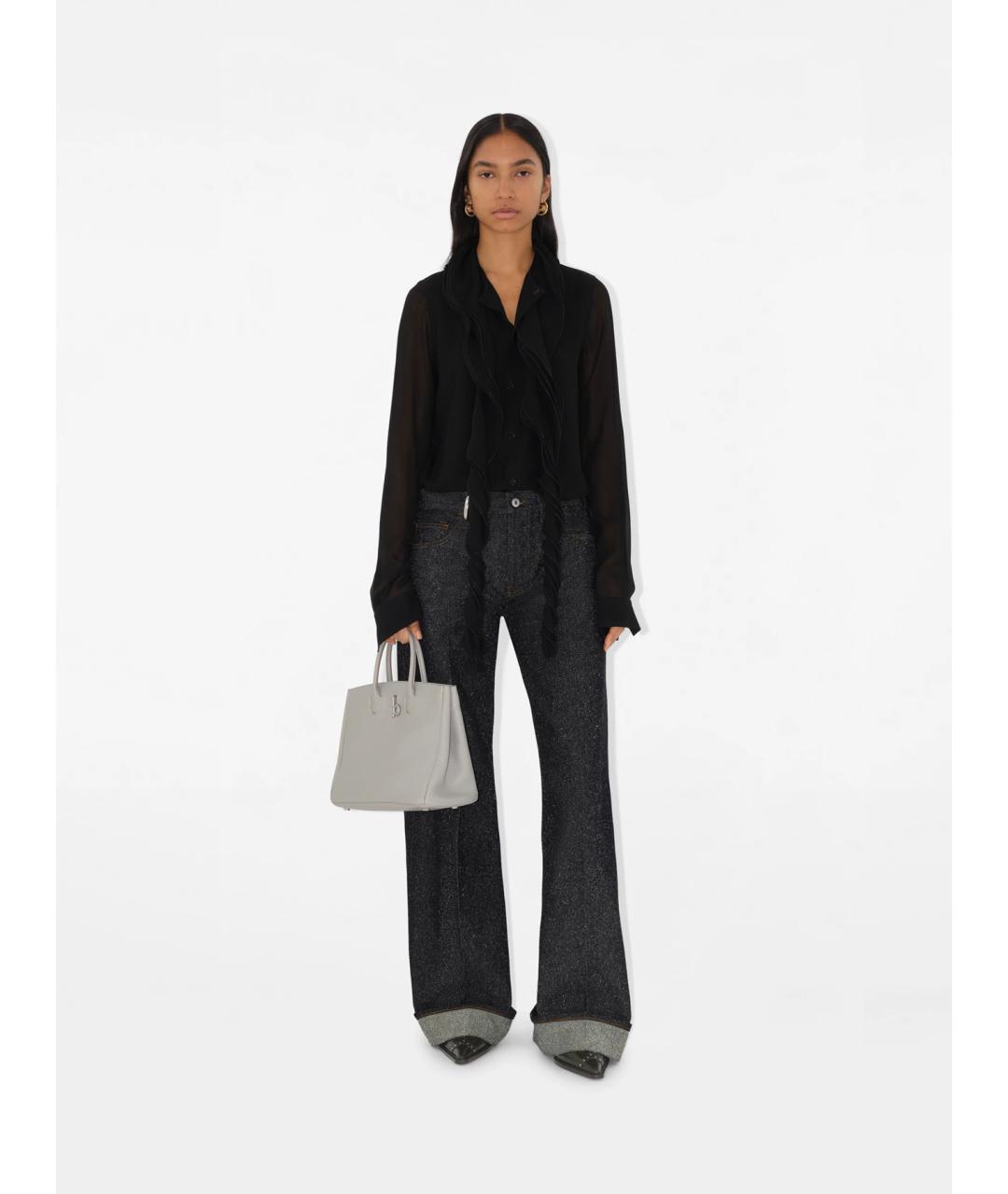 BURBERRY Серая кожаная сумка тоут, фото 2