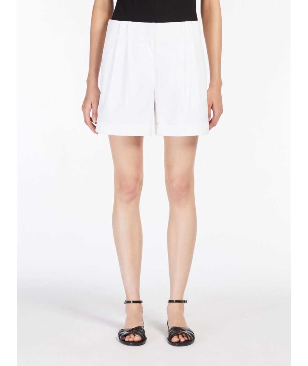 MAX MARA STUDIO Белые хлопковые шорты, фото 3