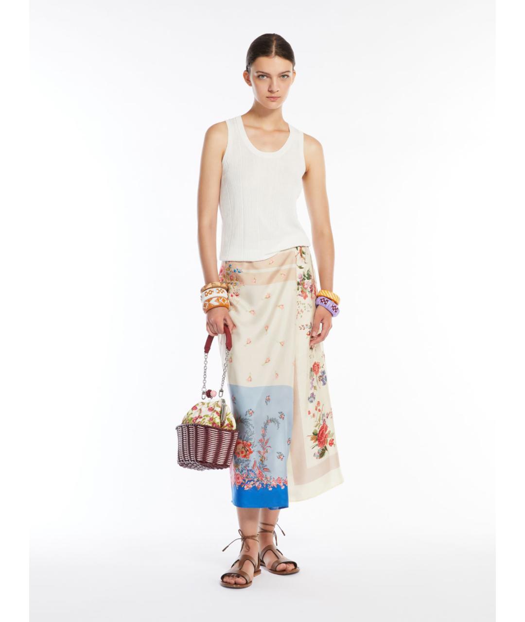 WEEKEND MAX MARA Мульти шелковая юбка миди, фото 2