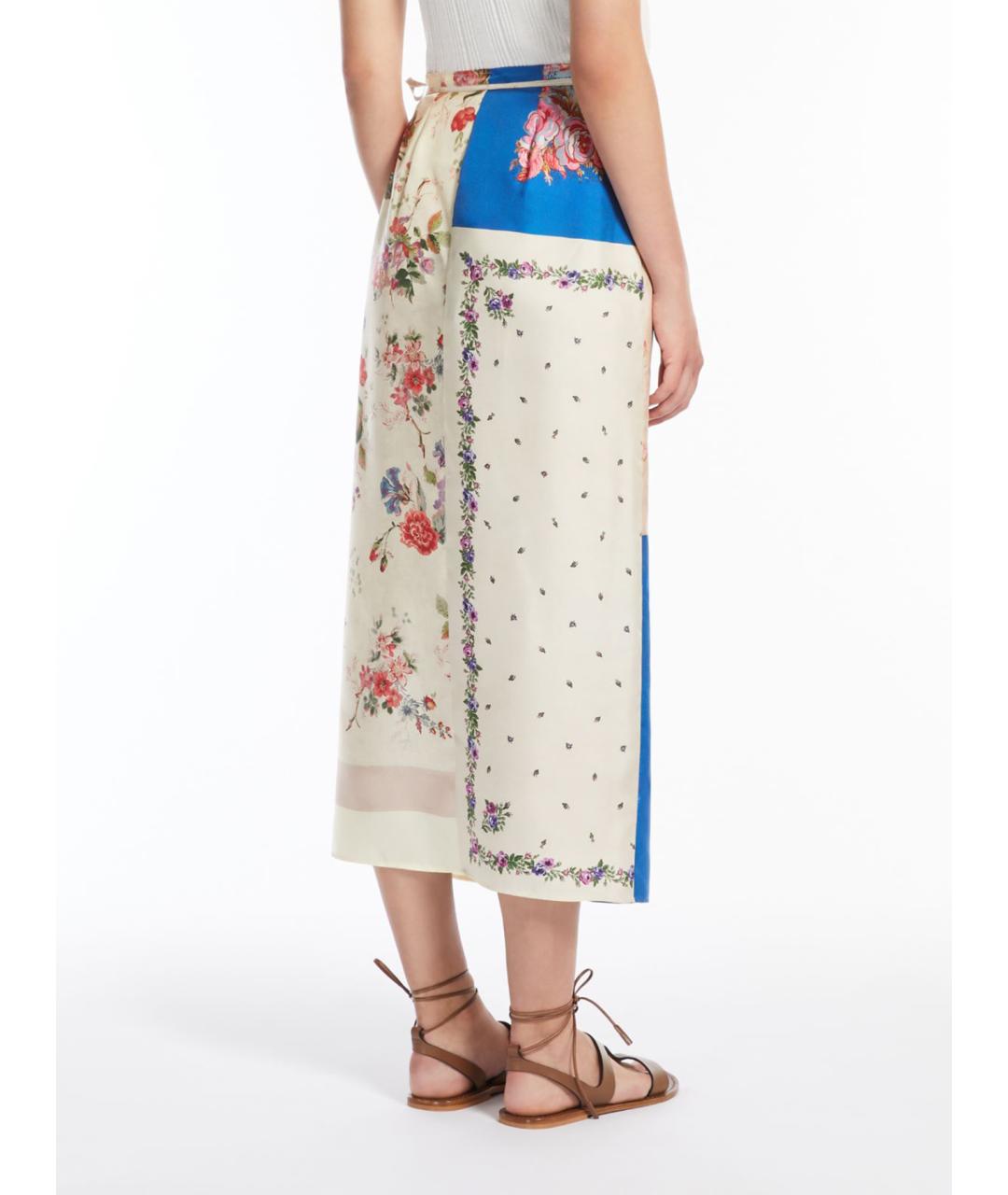 WEEKEND MAX MARA Мульти шелковая юбка миди, фото 3