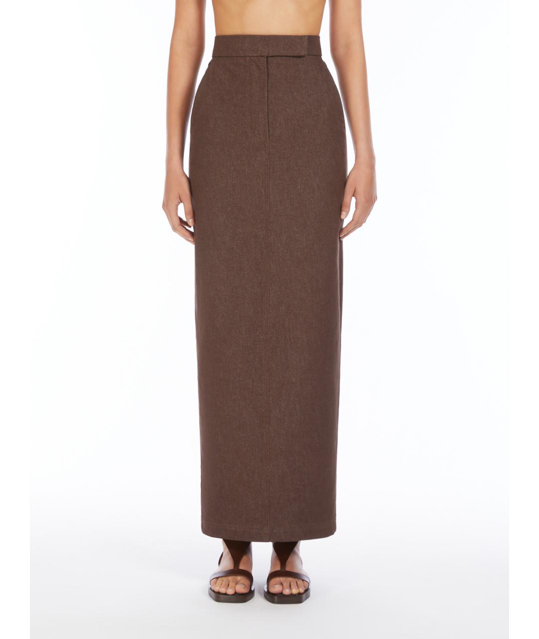 MAX MARA Коричневая хлопковая юбка макси, фото 2