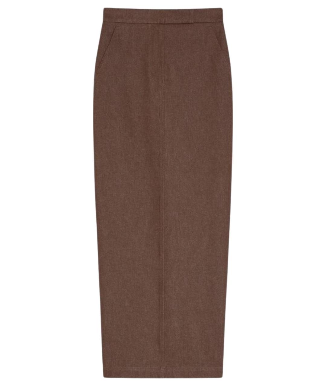 MAX MARA Коричневая хлопковая юбка макси, фото 1