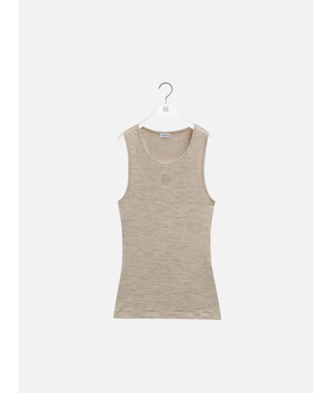 LOEWE Бежевая шерстяная майка, фото 2