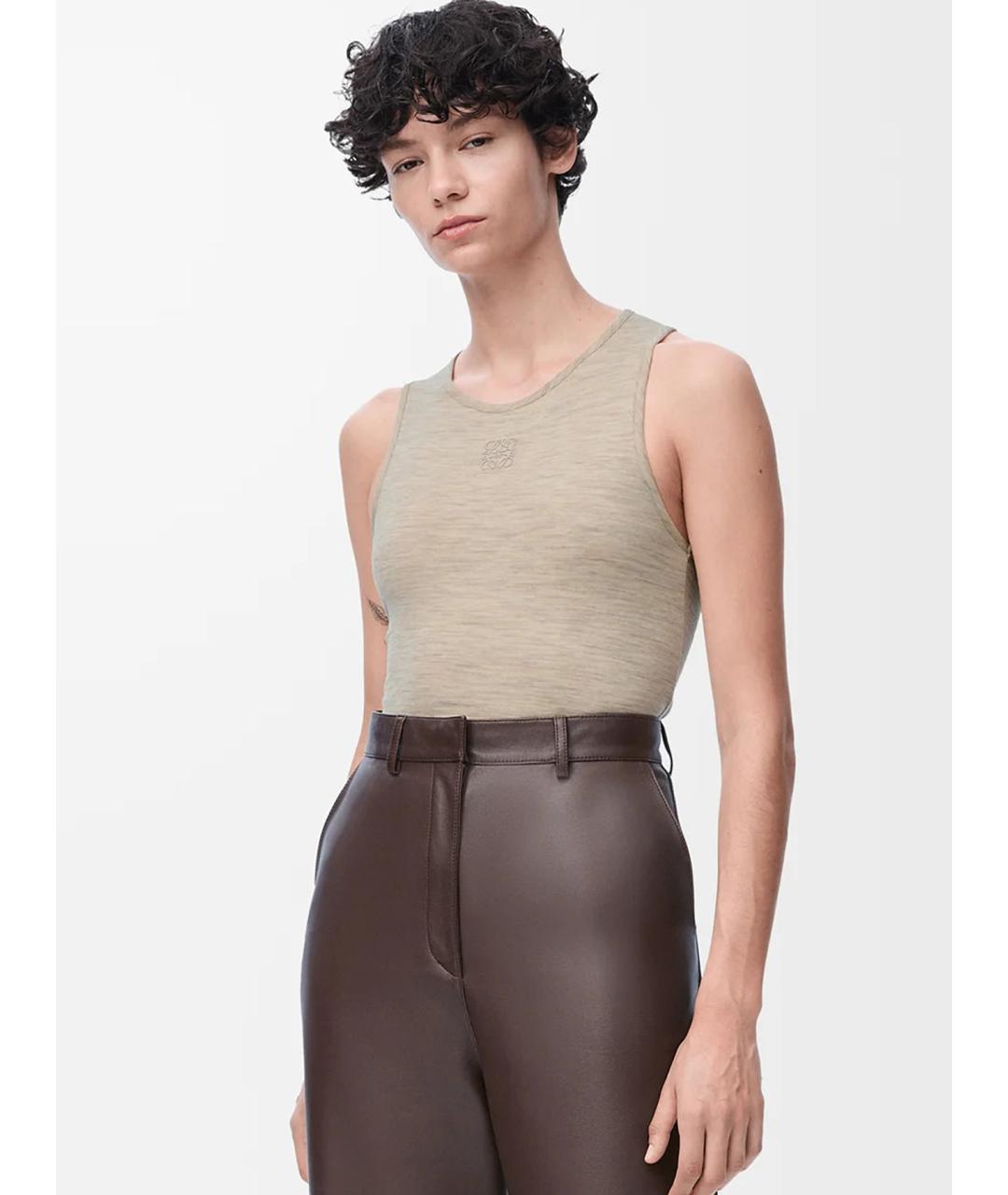 LOEWE Бежевая шерстяная майка, фото 3