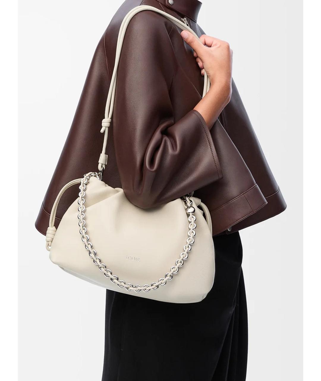 LOEWE Бежевая кожаная сумка через плечо, фото 3