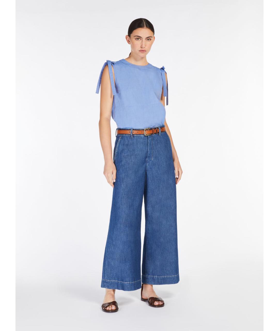 'S MAX MARA Голубая хлопковая футболка, фото 2