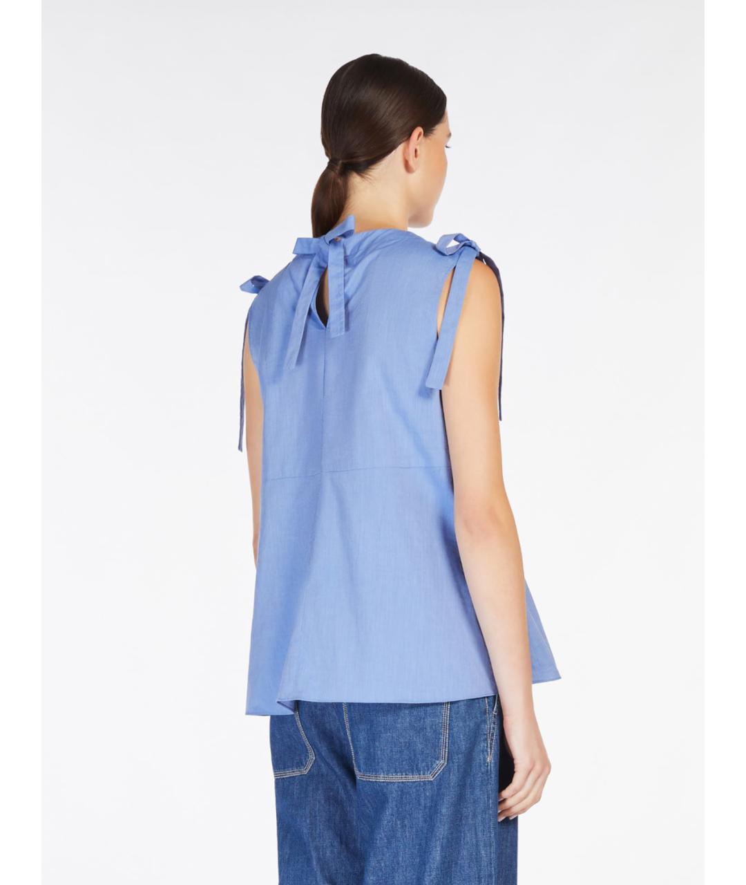 'S MAX MARA Голубая хлопковая футболка, фото 3