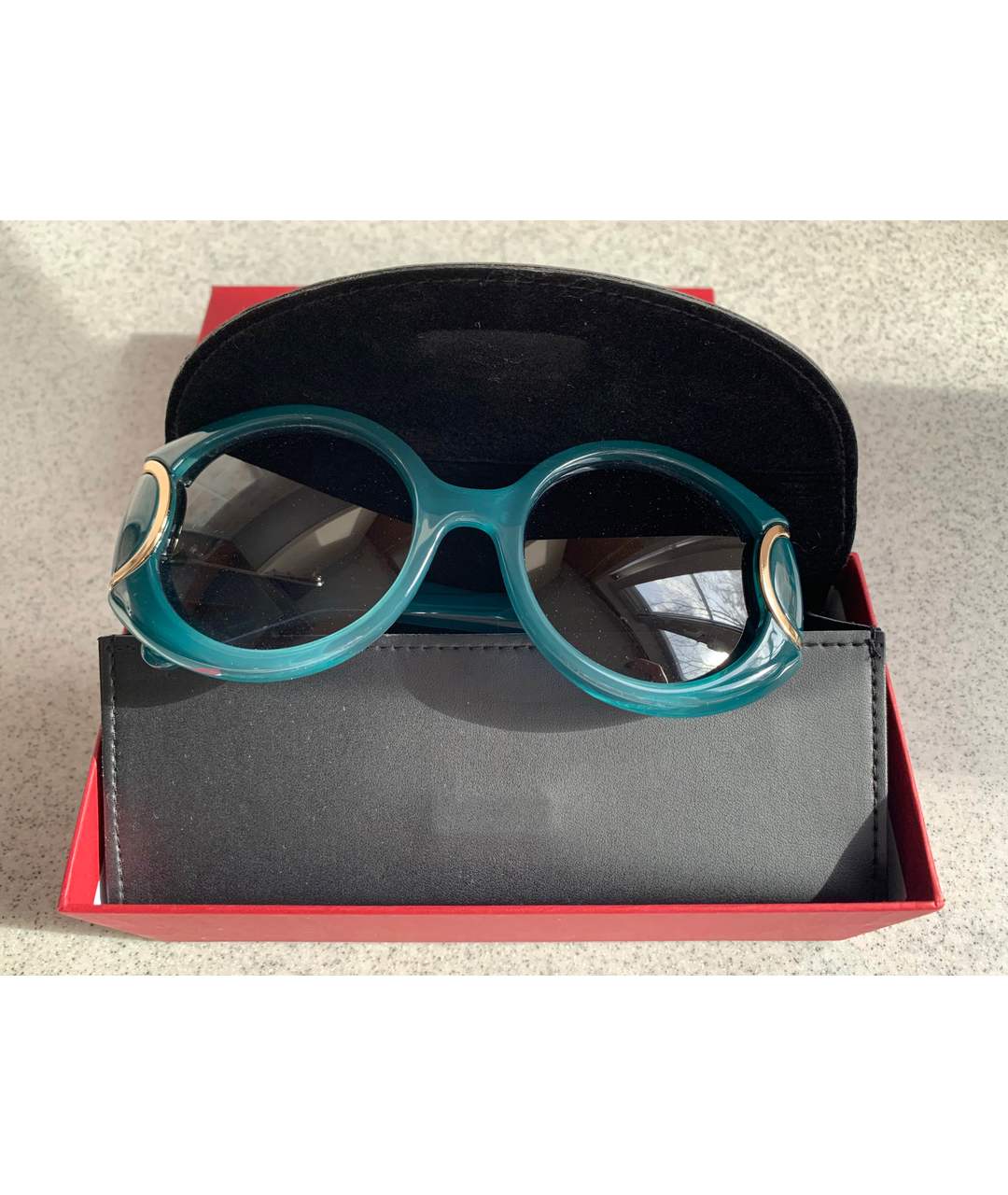 SALVATORE FERRAGAMO Бирюзовые пластиковые солнцезащитные очки, фото 6