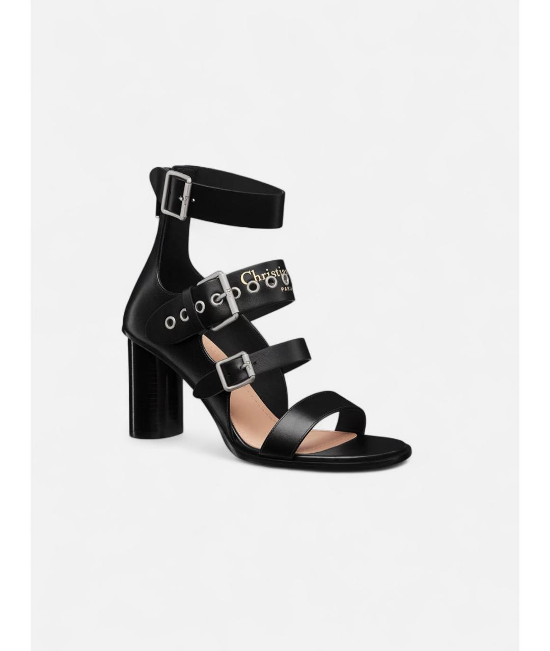CHRISTIAN DIOR Черные кожаные босоножки, фото 2
