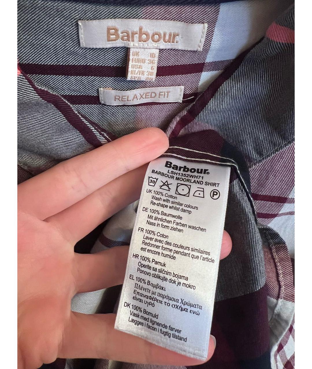 BARBOUR Бордовая хлопковая рубашка, фото 3