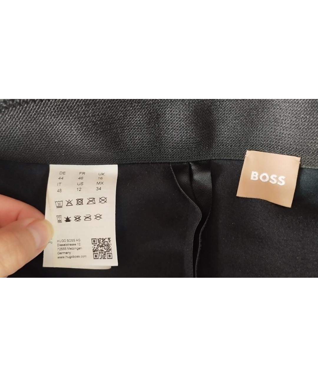 HUGO BOSS Черные полиэстеровые брюки узкие, фото 3