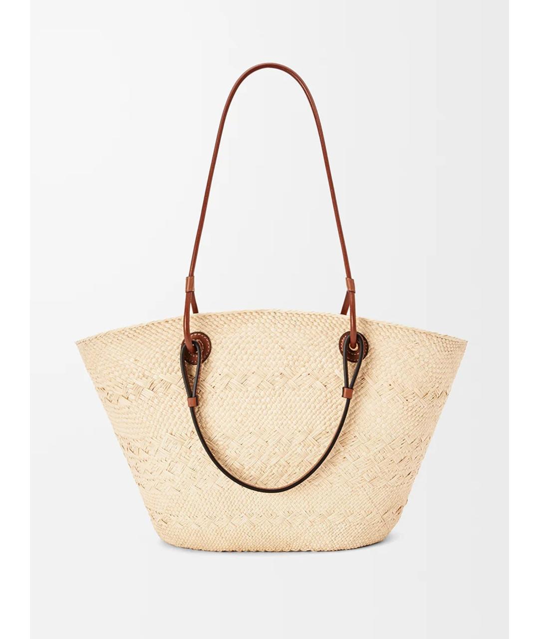 LOEWE Бежевая пелетеная сумка тоут, фото 3