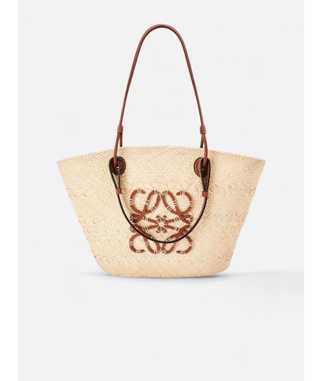 LOEWE Бежевая пелетеная сумка тоут, фото 6