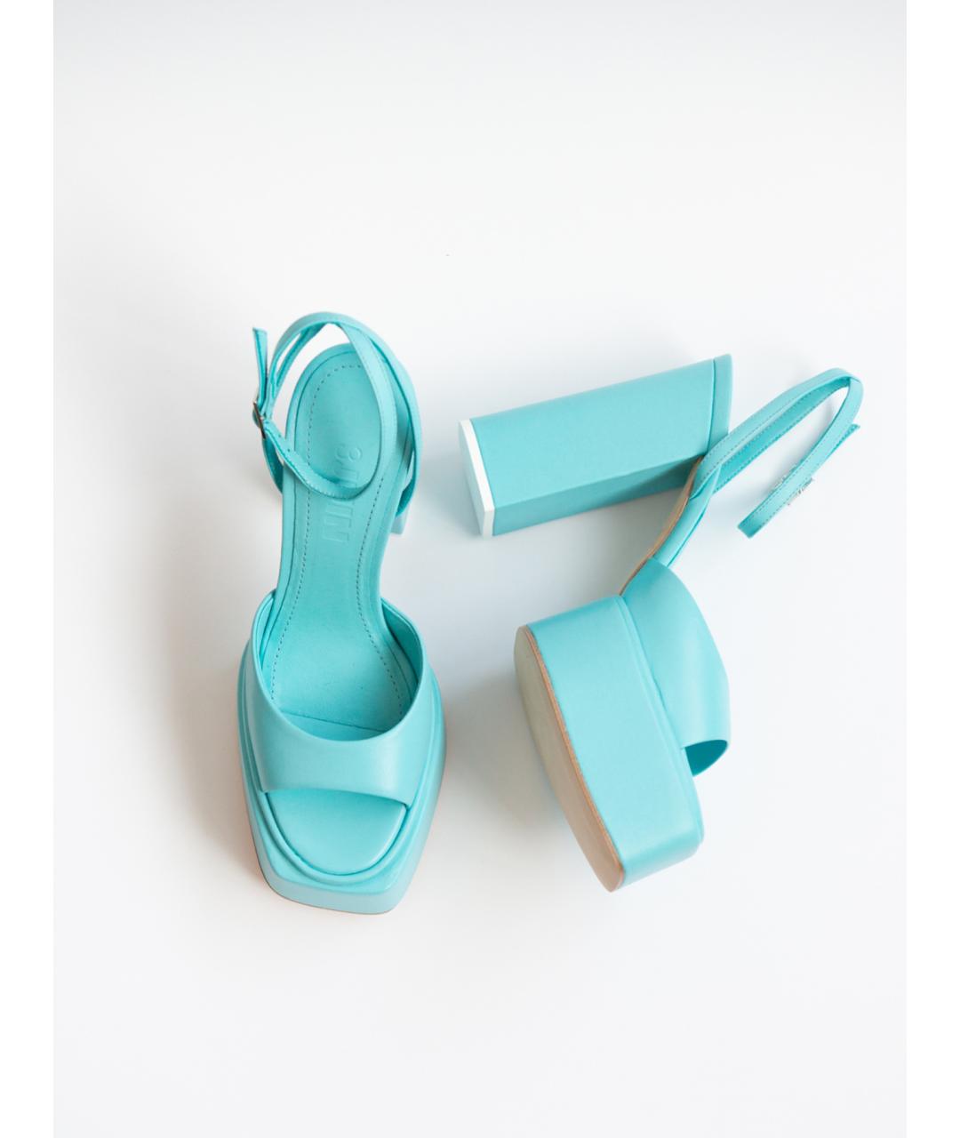 3JUIN Голубые кожаные босоножки, фото 3