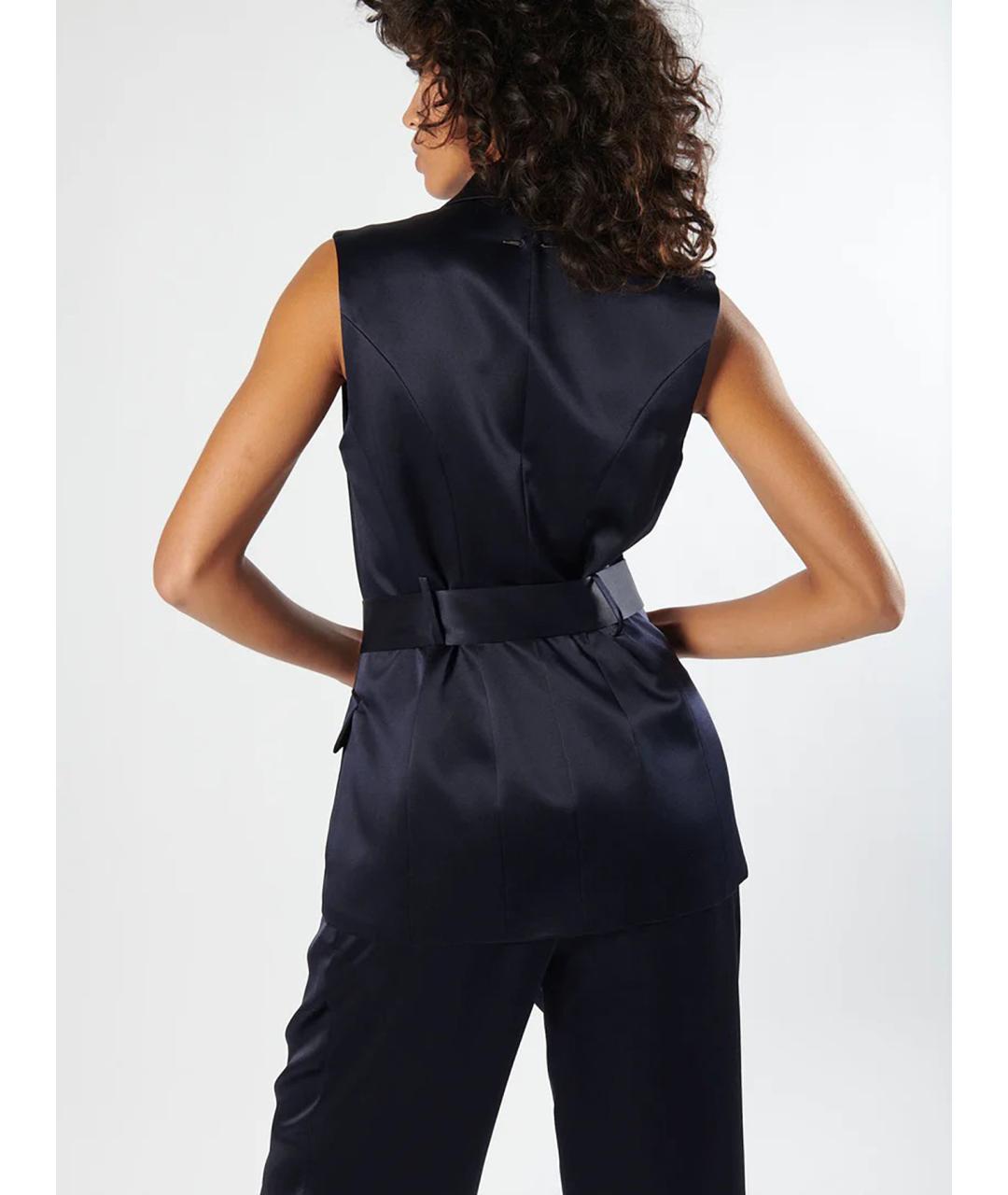 BARBARA BUI Темно-синий шелковый жилет, фото 4