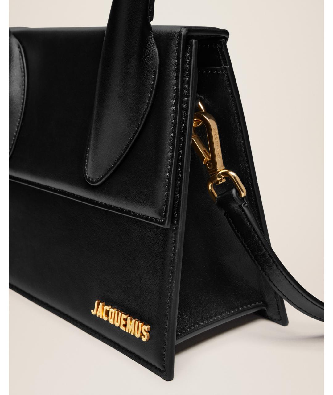 JACQUEMUS Черная кожаная сумка через плечо, фото 3