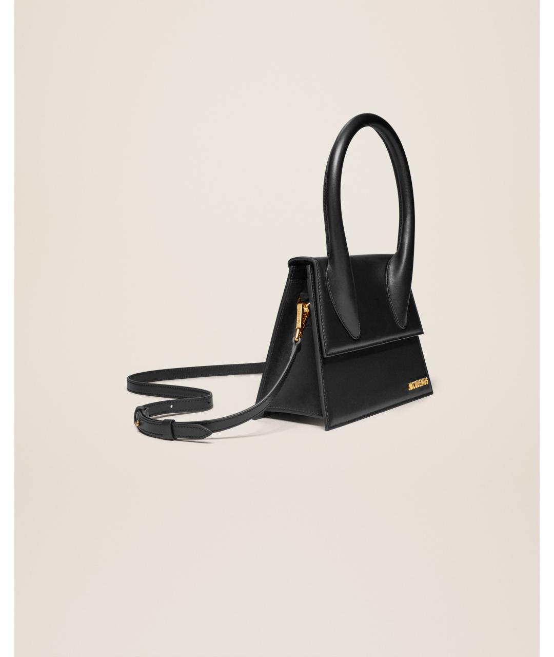 JACQUEMUS Черная кожаная сумка через плечо, фото 2