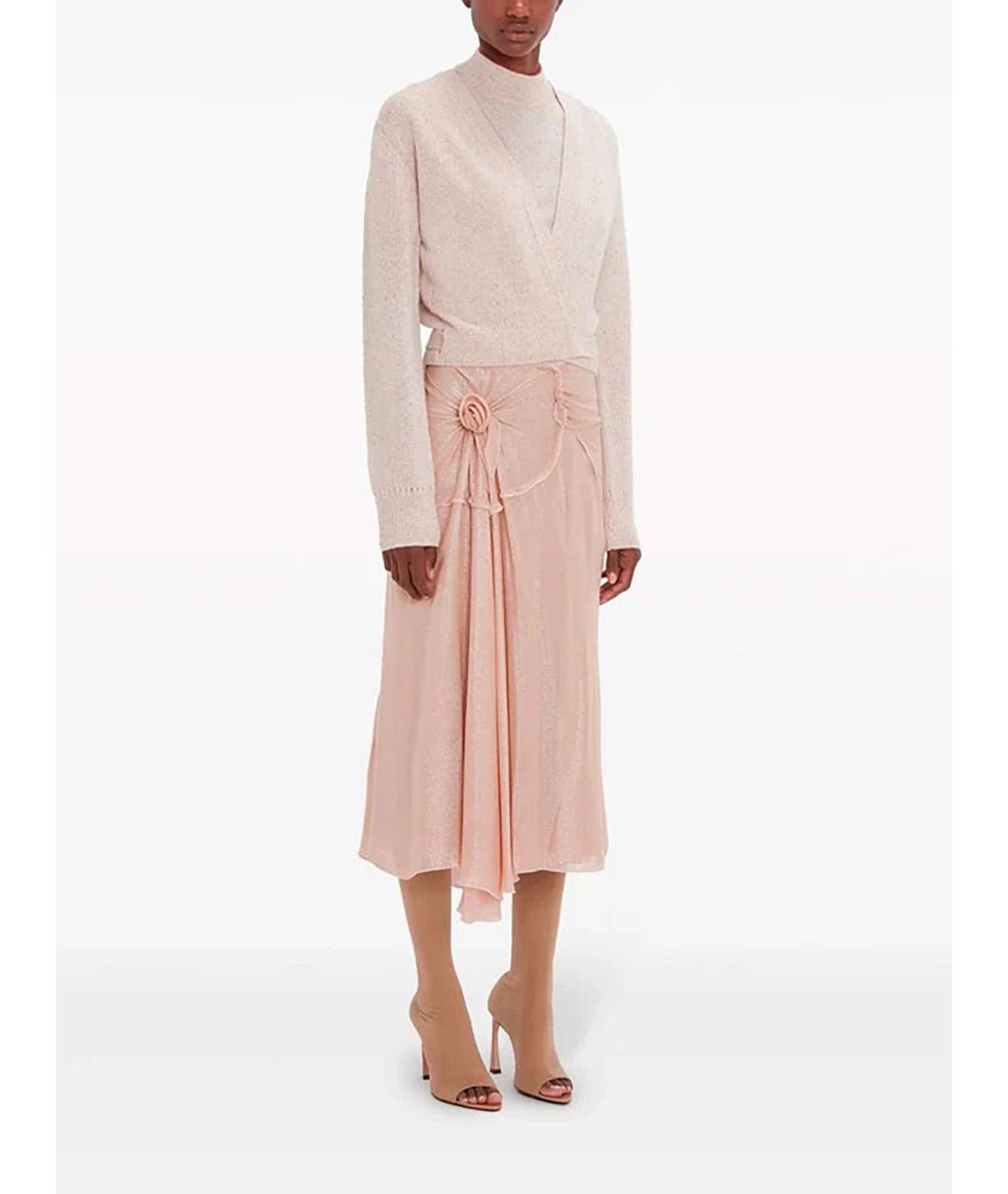 VICTORIA BECKHAM Розовая вискозная юбка миди, фото 3