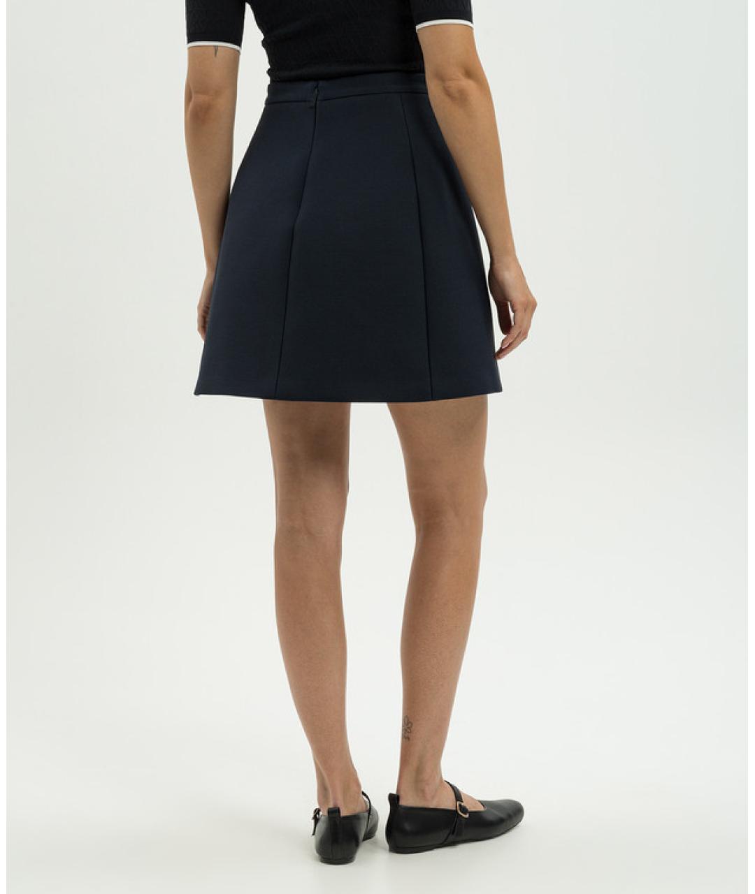 VALENTINO Темно-синяя шерстяная юбка мини, фото 4