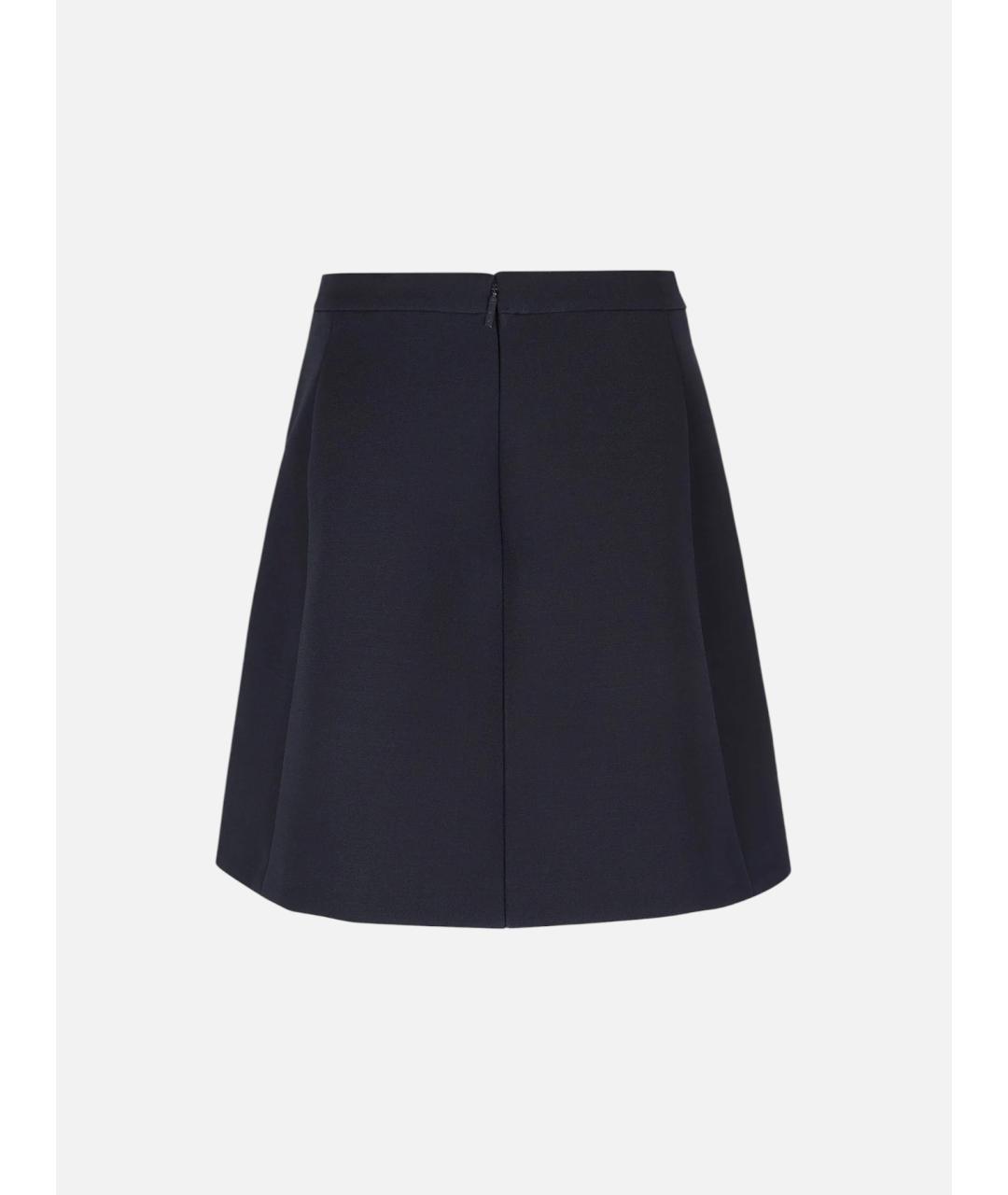 VALENTINO Темно-синяя шерстяная юбка мини, фото 2
