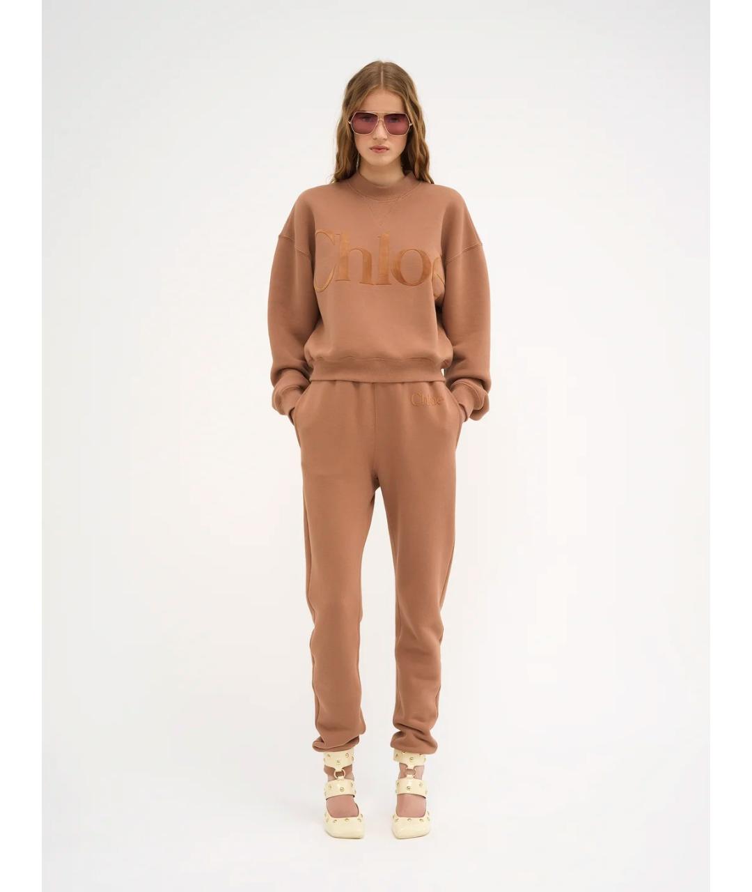 CHLOE Бежевые хлопковые прямые брюки, фото 2