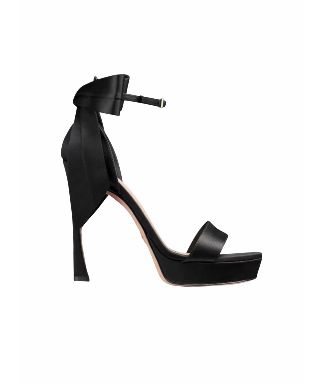 CHRISTIAN DIOR Черные текстильные босоножки, фото 6